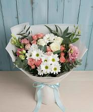 Букет цветов из:  Розы, Лизиантусы и Хризантемы в Дрожжино