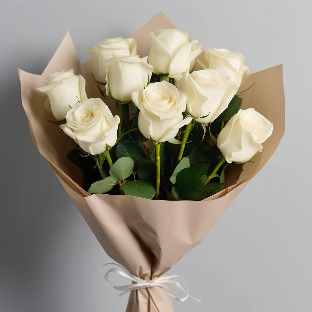 Букет 9 Белых роз Эдлесс Лав в Дрожжино