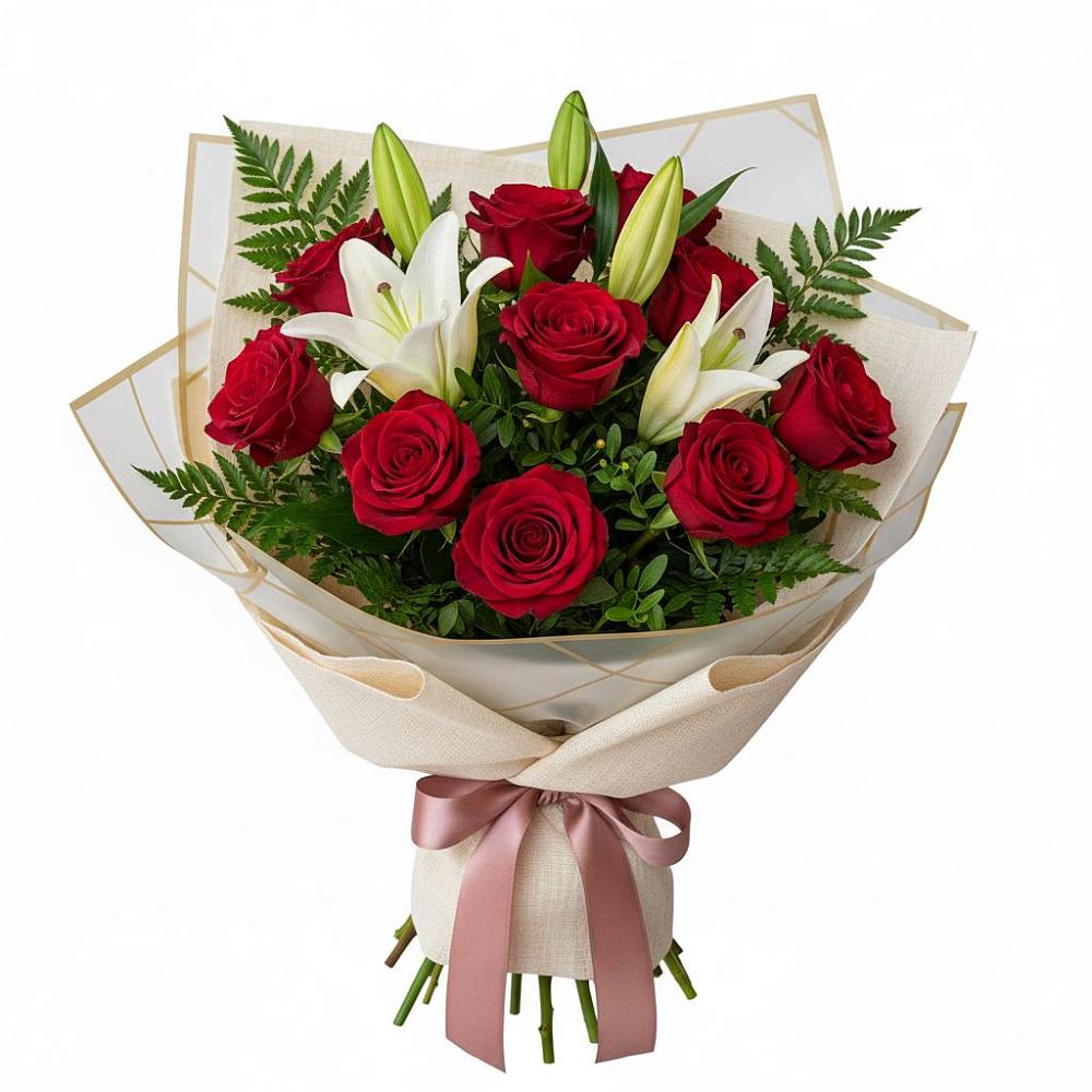 Букет цветов из: Лилии и Розы в Дрожжино