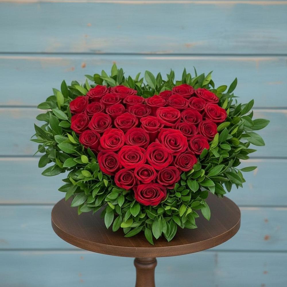 Цветочная композиция из Розы в виде сердца в Дрожжино