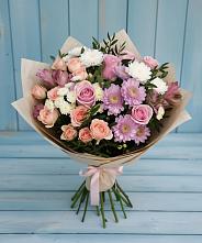 Букет цветов из:  Хризантемы, Розы и Альстромерии в Дрожжино