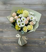 Букет цветов из:  Альстромерии, Розы и Хризантемы в Дрожжино
