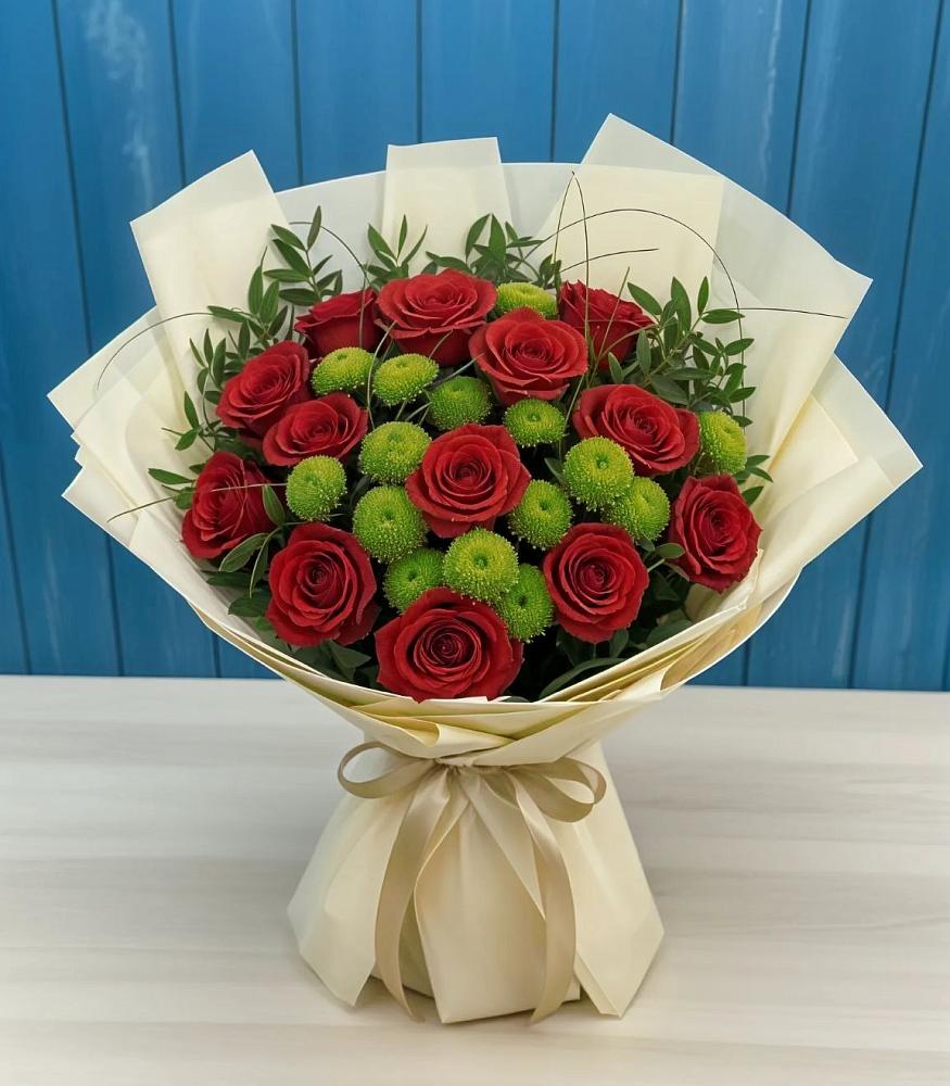 Букет цветов из: Розы и Хризантемы в Дрожжино